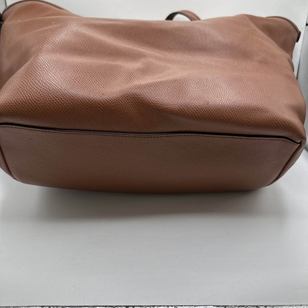 Coach Brown Saffiano Leather Large Double Handle Zip Travel Tote Bag Purse 12x19 - Picture 7 of 12